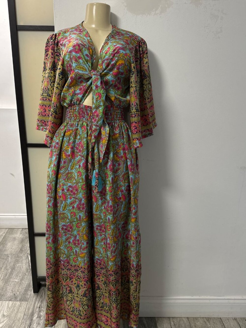 Conjunto estampado floral de seda